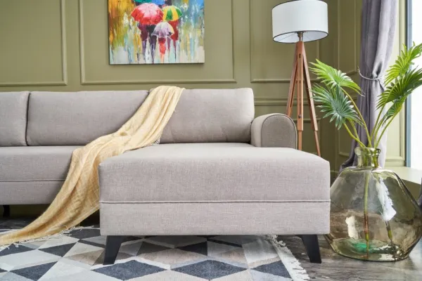 Hanah Home Rohová rozkládací sedací souprava Belen 300 cm krémová