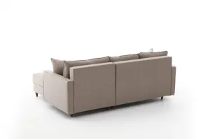 Hanah Home Rohová sedací souprava Eva 210 cm s taburetem béžová pravá