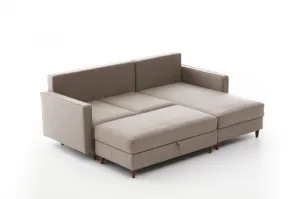 Hanah Home Rohová sedací souprava Eva 210 cm s taburetem béžová pravá