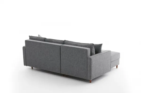 Hanah Home Rohová sedací souprava Eva 210 cm s taburetem šedá levá