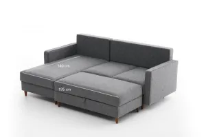 Hanah Home Rohová sedací souprava Eva 210 cm s taburetem šedá levá