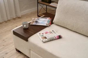 Hanah Home Rozkládací třímístná pohovka Perenna 233 cm krémová/ořech