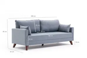 Hanah Home Třímístná rozkládací pohovka Bella 208 cm modrá