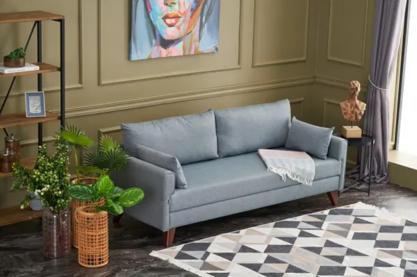 Hanah Home Třímístná rozkládací pohovka Bella 208 cm modrá