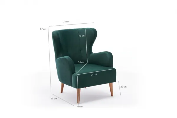 Kreslo ušiak Karina - Petrol Green
