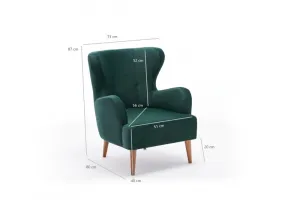 Kreslo ušiak Karina - Petrol Green