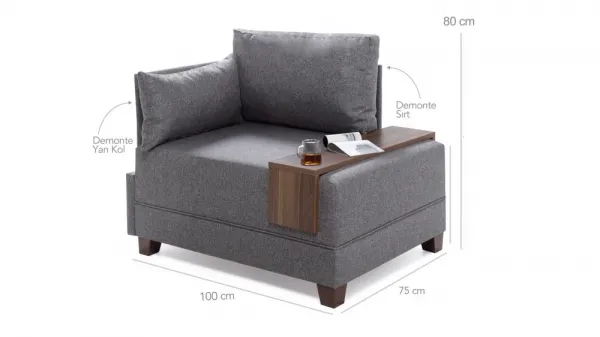 Hanah Home Křeslo Fly levé šedé