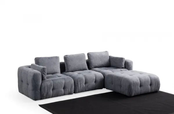 Rohová sedacia súprava / Rohová pohovka Amaris 3 Seater With Pouffe - Grey