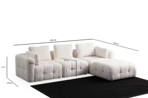 Rohová sedacia súprava / Rohová pohovka Amaris 3 Seater With Pouffe - White