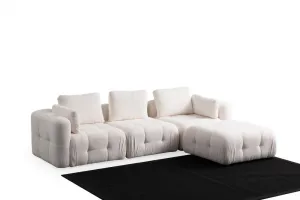 Rohová sedacia súprava / Rohová pohovka Amaris 3 Seater With Pouffe - White