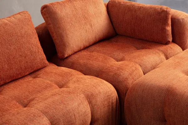 Rohová sedacia súprava / Rohová pohovka Amaris 2 Seater With Pouffe - Orange