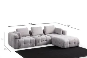 Rohová sedacia súprava / Rohová pohovka Amaris 3 Seater With Pouffe - Light Grey