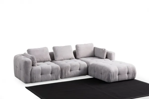 Rohová sedacia súprava / Rohová pohovka Amaris 3 Seater With Pouffe - Light Grey
