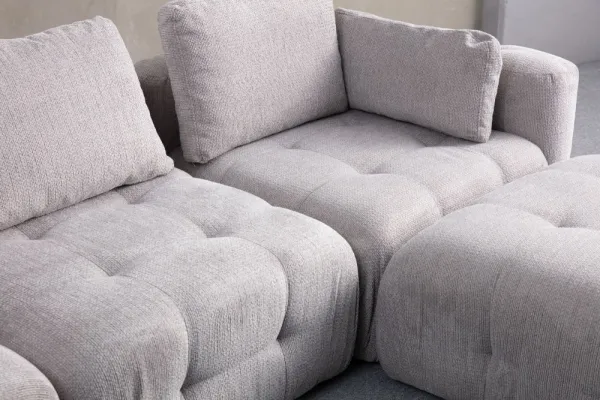 Rohová sedacia súprava / Rohová pohovka Amaris 3 Seater With Pouffe - Light Grey