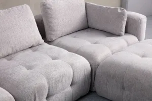 Rohová sedacia súprava / Rohová pohovka Amaris 3 Seater With Pouffe - Light Grey