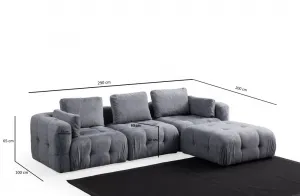 Rohová sedacia súprava / Rohová pohovka Amaris 3 Seater With Pouffe - Grey