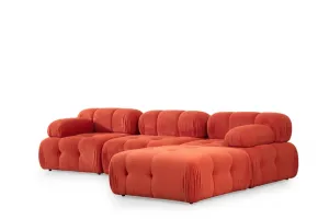 Rohová sedacia súprava / Rohová pohovka Doblo 3 Seater with Pouffe ( L1-O1-1R-Pouffe) - Red
