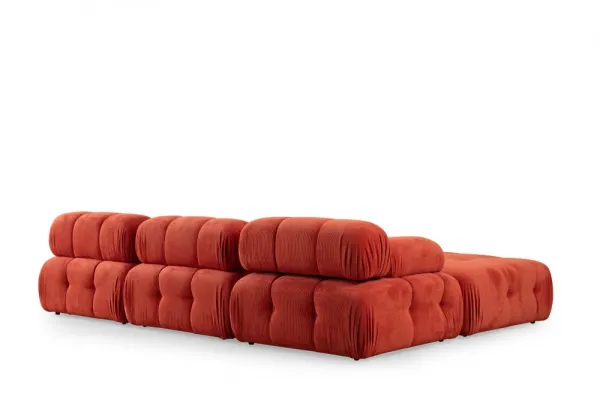 Rohová sedacia súprava / Rohová pohovka Doblo 3 Seater with Pouffe ( L1-O1-1R-Pouffe) - Red