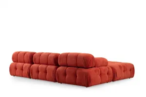 Rohová sedacia súprava / Rohová pohovka Doblo 3 Seater with Pouffe ( L1-O1-1R-Pouffe) - Red