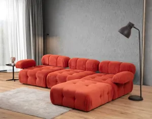 Rohová sedacia súprava / Rohová pohovka Doblo 3 Seater with Pouffe ( L1-O1-1R-Pouffe) - Red