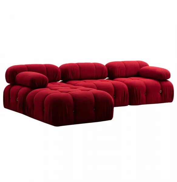 Hanah Home Rohová modulární sedací souprava Bubble 288 cm s taburetem červená