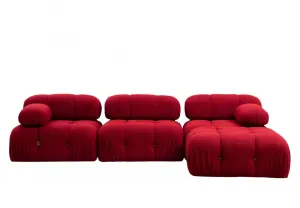Hanah Home Rohová modulární sedací souprava Bubble 288 cm s taburetem červená