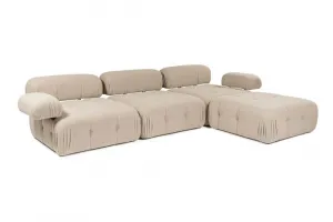 Rohová sedacia súprava / Rohová pohovka Doblo 3 Seater with Pouffe ( L1-O1-1R-Pouffe) - Peach