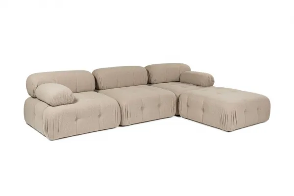 Rohová sedacia súprava / Rohová pohovka Doblo 3 Seater with Pouffe ( L1-O1-1R-Pouffe) - Peach
