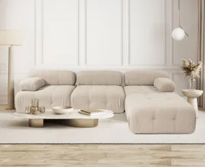 Rohová sedacia súprava / Rohová pohovka Doblo 3 Seater with Pouffe ( L1-O1-1R-Pouffe) - Peach