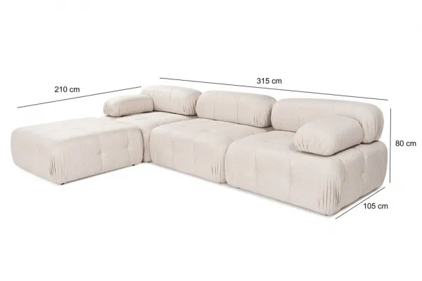 Rohová sedacia súprava / Rohová pohovka Doblo 3 Seater with Pouffe ( L1-O1-1R-Pouffe) - Light Brown