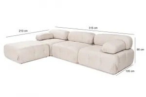 Rohová sedacia súprava / Rohová pohovka Doblo 3 Seater with Pouffe ( L1-O1-1R-Pouffe) - Light Brown