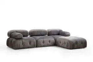 Hanah Home Rohová modulární sedací souprava Bubble 288 cm s taburetem samet šedá