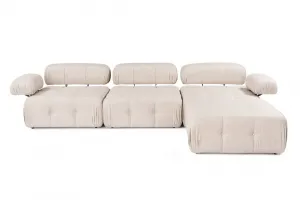 Rohová sedacia súprava / Rohová pohovka Doblo 3 Seater with Pouffe ( L1-O1-1R-Pouffe) - Light Brown