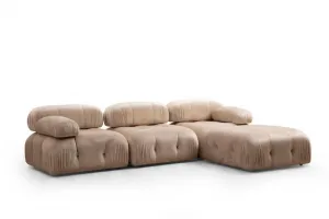 Hanah Home Rohová modulární sedací souprava Bubble 288 cm s taburetem samet krémová