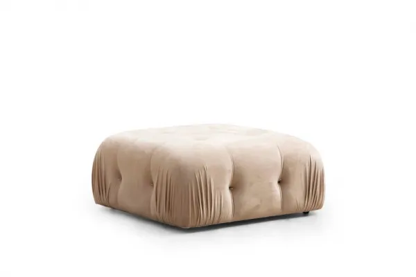 Hanah Home Rohová modulární sedací souprava Bubble 288 cm s taburetem samet krémová