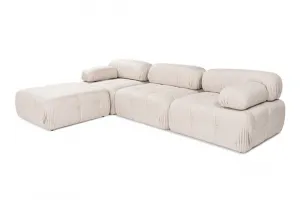 Rohová sedacia súprava / Rohová pohovka Doblo 3 Seater with Pouffe ( L1-O1-1R-Pouffe) - Light Brown