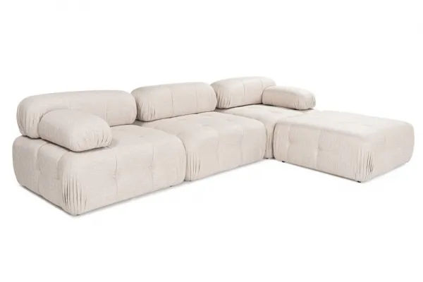 Rohová sedacia súprava / Rohová pohovka Doblo 3 Seater with Pouffe ( L1-O1-1R-Pouffe) - Light Brown