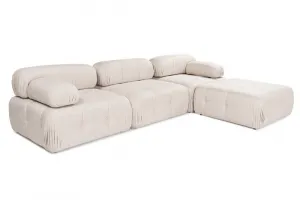 Rohová sedacia súprava / Rohová pohovka Doblo 3 Seater with Pouffe ( L1-O1-1R-Pouffe) - Light Brown