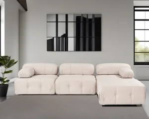Rohová sedacia súprava / Rohová pohovka Doblo 3 Seater with Pouffe ( L1-O1-1R-Pouffe) - Light Brown