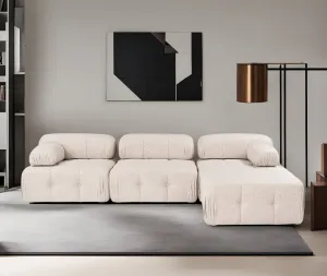 Rohová sedacia súprava / Rohová pohovka Doblo 3 Seater with Pouffe ( L1-O1-1R-Pouffe) - Light Brown