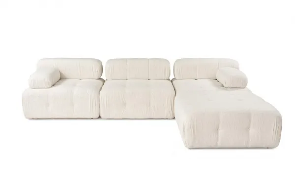 Rohová sedacia súprava / Rohová pohovka Doblo 3 Seater with Pouffe ( L1-O1-1R-Pouffe) - Cream