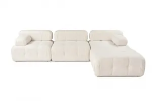 Rohová sedacia súprava / Rohová pohovka Doblo 3 Seater with Pouffe ( L1-O1-1R-Pouffe) - Cream