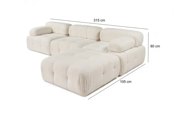 Rohová sedacia súprava / Rohová pohovka Doblo 3 Seater with Pouffe ( L1-O1-1R-Pouffe) - Cream