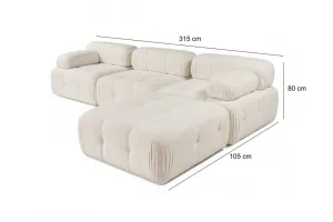 Rohová sedacia súprava / Rohová pohovka Doblo 3 Seater with Pouffe ( L1-O1-1R-Pouffe) - Cream
