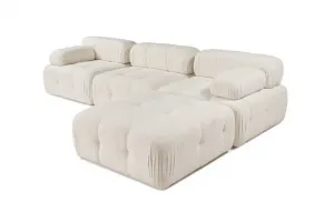 Rohová sedacia súprava / Rohová pohovka Doblo 3 Seater with Pouffe ( L1-O1-1R-Pouffe) - Cream