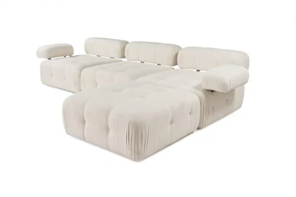 Rohová sedacia súprava / Rohová pohovka Doblo 3 Seater with Pouffe ( L1-O1-1R-Pouffe) - Cream