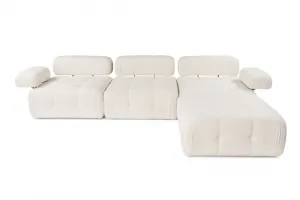 Rohová sedacia súprava / Rohová pohovka Doblo 3 Seater with Pouffe ( L1-O1-1R-Pouffe) - Cream