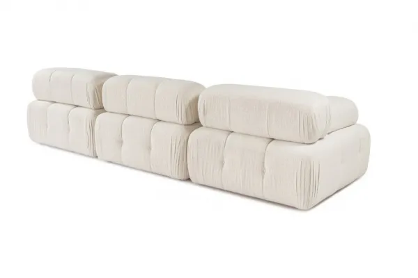 Rohová sedacia súprava / Rohová pohovka Doblo 3 Seater with Pouffe ( L1-O1-1R-Pouffe) - Cream