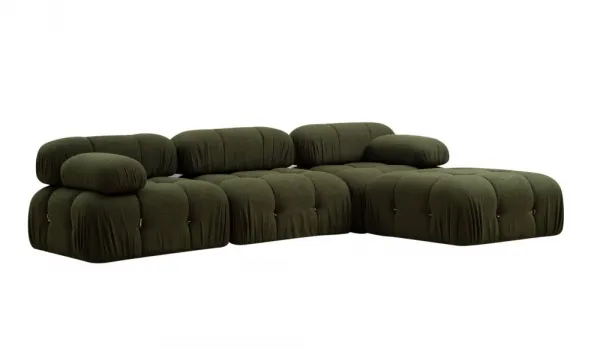 Hanah Home Rohová modulární sedací souprava Bubble 288 cm s taburetem zelená