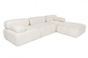 Rohová sedacia súprava / Rohová pohovka Doblo 3 Seater with Pouffe ( L1-O1-1R-Pouffe) - Cream